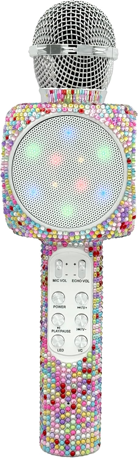 Sing-Along Bling Bluetooth Karaoke Microphone and Bluetooth Stereo Speaker All-in-One (Confetti Bling)