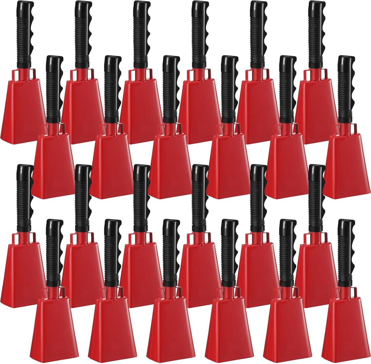 24 Pcs Cow Bell Cheering Bell Cow Bells Noise Makers for Sporting Events Football Cowbell with Handle Loud Musical Instrument for Sports School Classroom Alarm(red,9 '')
