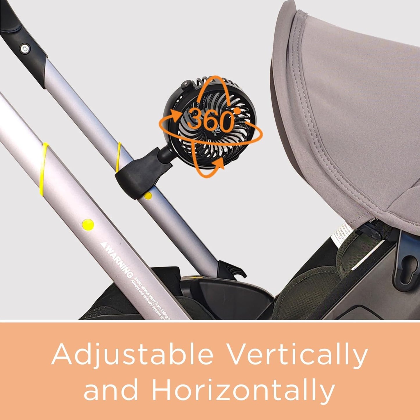 liuliuby Baby Stroller Fan with Clip | Clip On Fan for Baby Car Seat | Portable & Rechargeable with Durable Clamp | Stroller Accessories | Small Cooling USB Chargeable Battery (Jet Black)