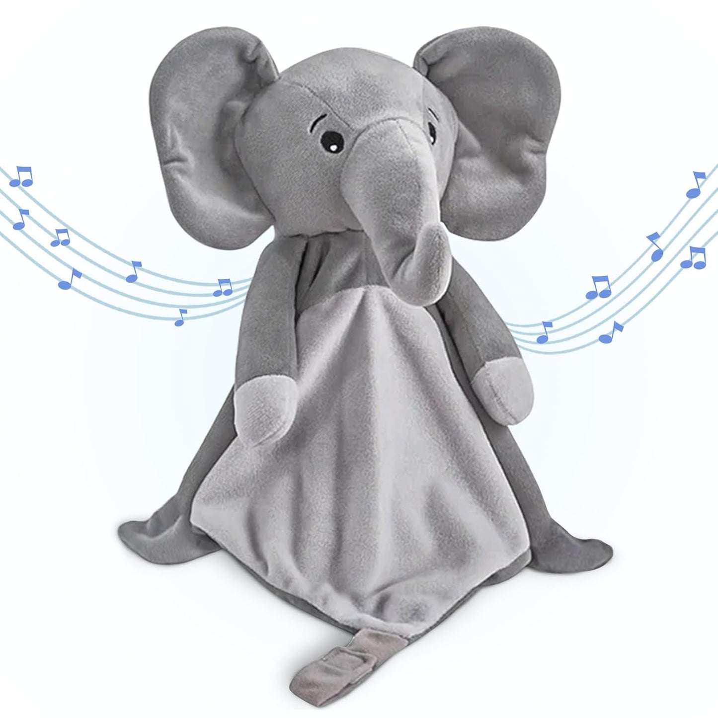 Love By Emi Baby Music Lovey Grey Elephant, Baby Sleep Soother for Crib & Cuddle Bedtime, White Noise with a Heartbeat & Lullaby, Plush Sound Toy, Stuffed Animal for Newborns, Infants & Toddlers