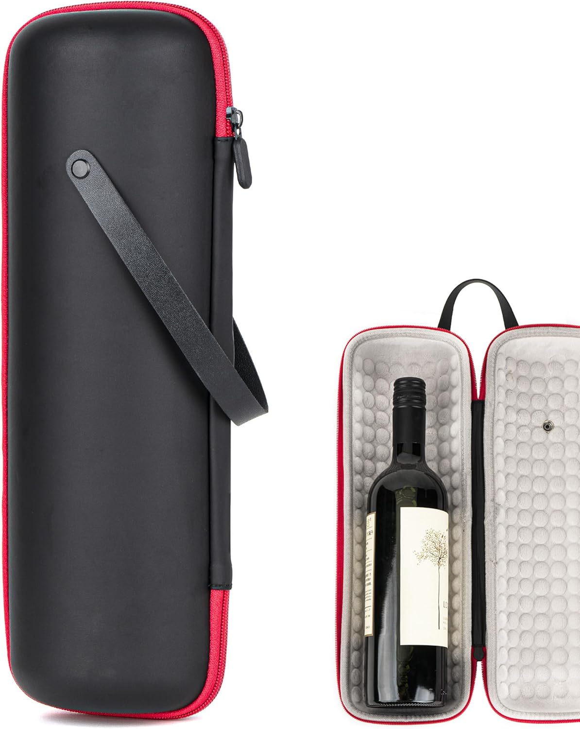 Single Wine Gift Tote Bag, Hard Shell Protector Bags Insulated Cooler Bag Champagne Bottle Gift Box Portable Wine Carrier for Travel, Picnic, Beach, BYOB Restaurant (Black)