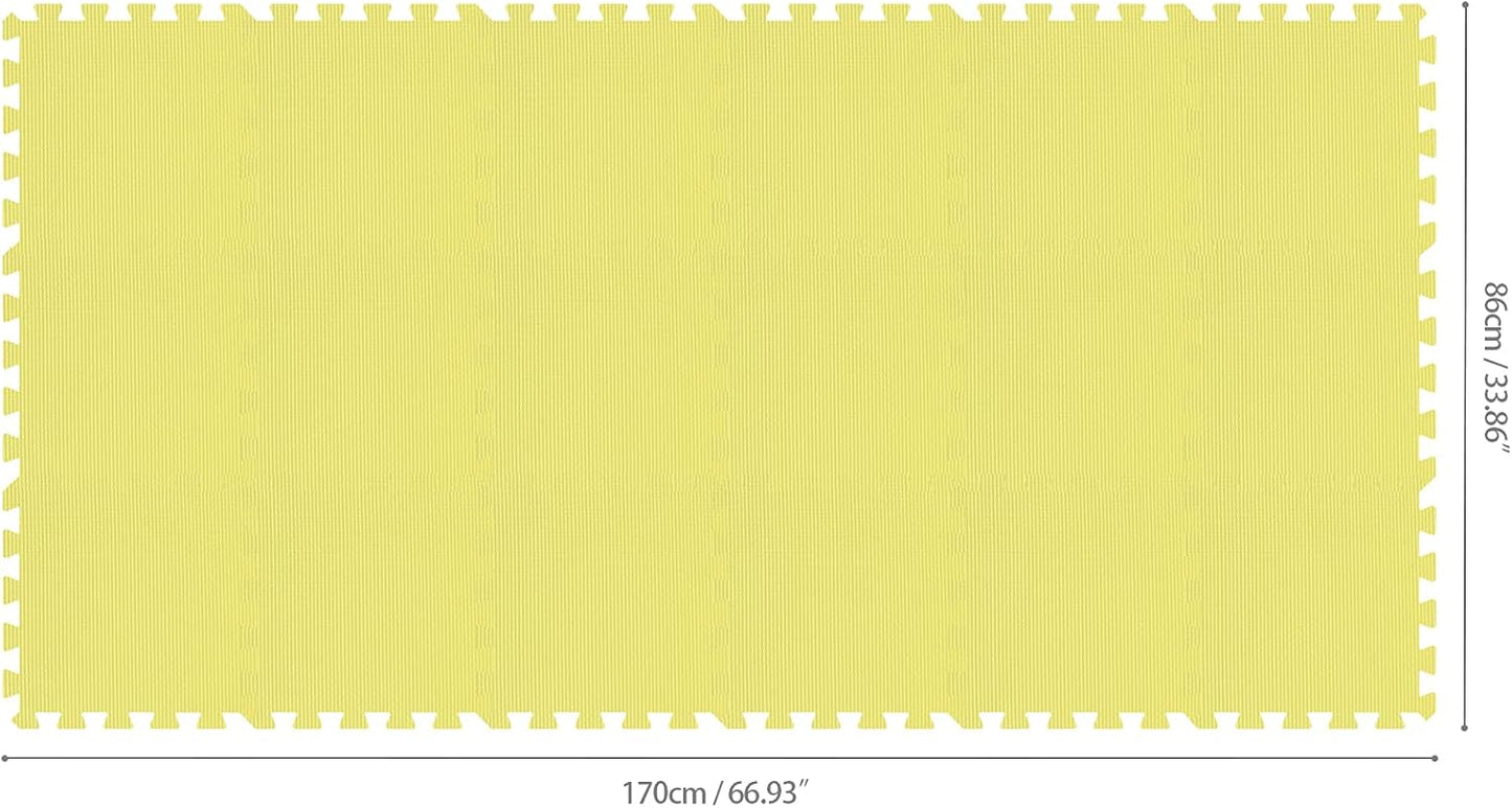 qqpp EVA Rubber 18 Tiles Interlocking Puzzle Foam Floor Mats - Baby Play Mat for Playing | Exercise Mat for Home Workout. Yellow. QC-Eb18N
