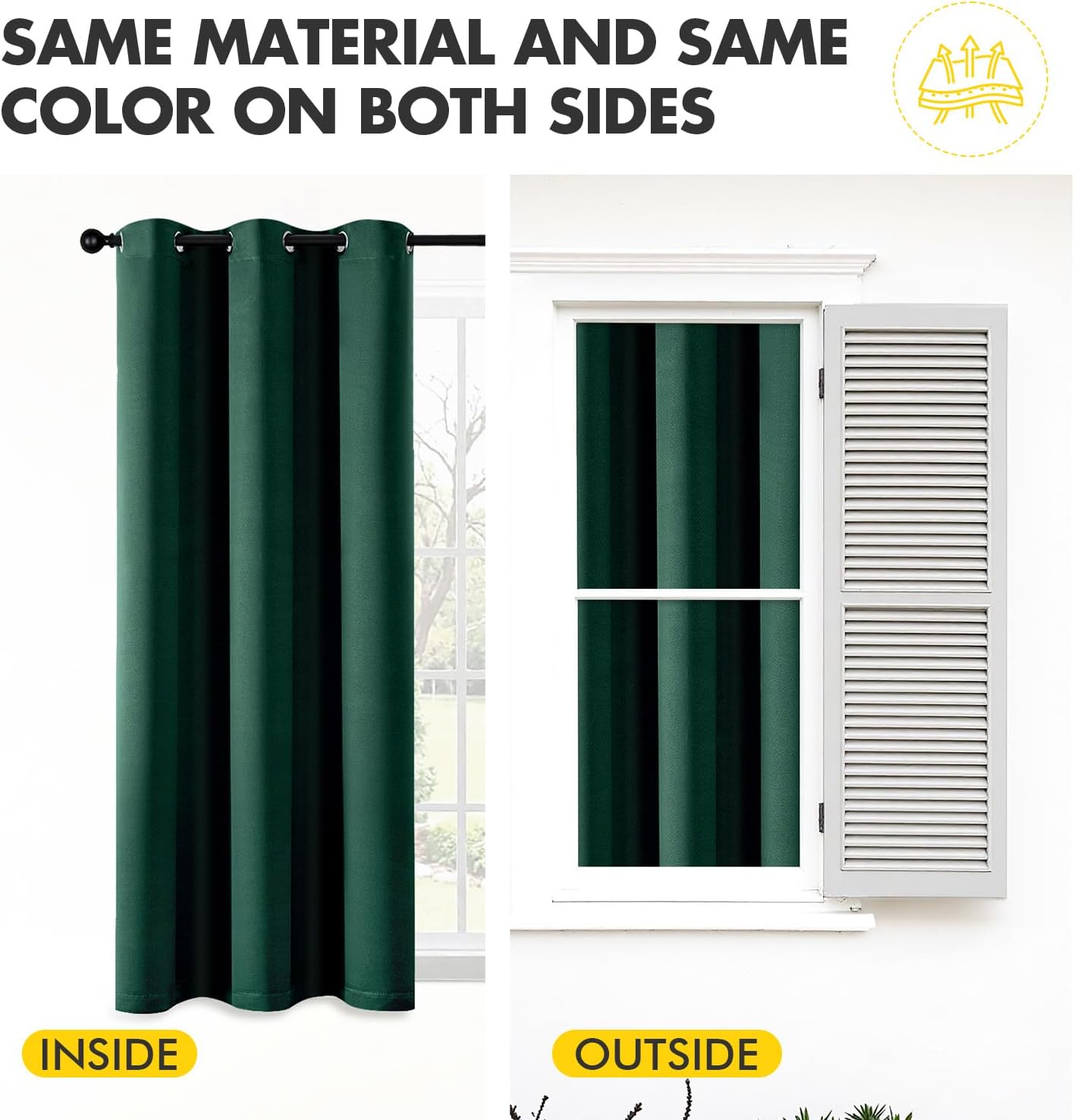 MIULEE Short Curtains for Windows - Christmas Hunter Green Blackout Half Window Curtains Thermal Insulated Drapes for Kitchen Bedroom Bathroom Grommet Top Small Basement Tiers W40 x L36 Inch 2 Panels