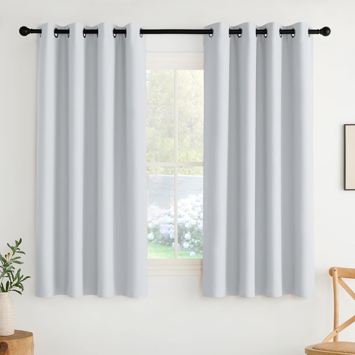 NICETOWN Greyish White Room Darkening Panels - Grommet Thermal Insulated Window Treatments for Bedroom, Yard, Nursery, Kids Room, Laundry - Breathable, 2 Panels, W52 x L63