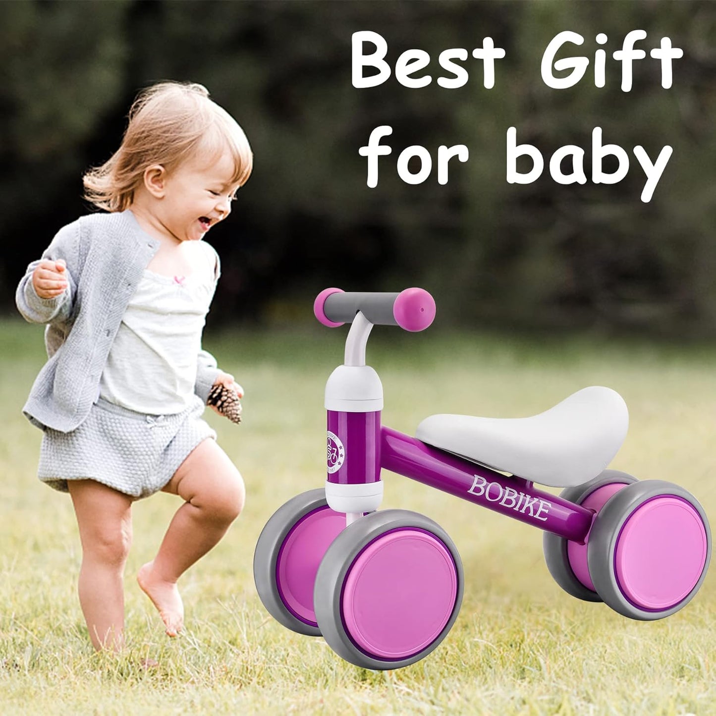 Baby Balance Bike Toys for 12-36 Months Kids Toy Boy and Girls Gifts Toddler Best First Birthday Gift Children Walker No Pedal Infant 4 Wheels Bicycle (Classic, Purple)