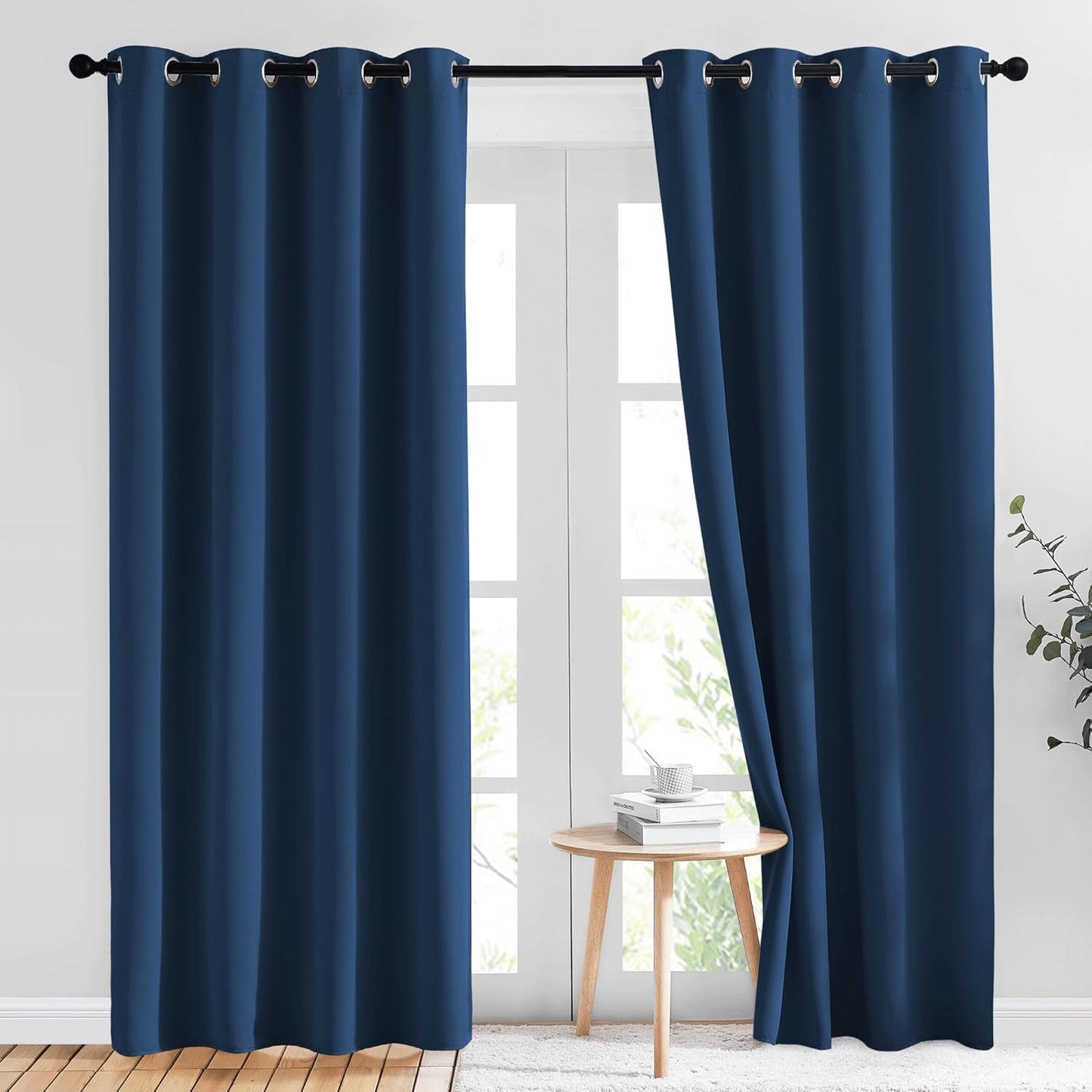 NICETOWN Room Darkening Curtains 84 inch Length 2 Panels, Thermal Insulated Grommet Blackout Curtains for Modern Casual Elegant Bedroom Kids Room Theme Decoration (Moroccan Blue, 2 Pieces, W52)