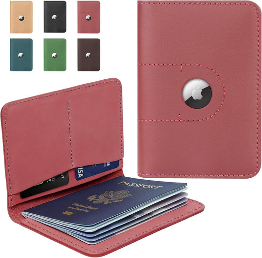 ALLIVE Genuine Leather Passport Holder with Airtag, Travel Must Haves Airport Essentials, Case Travel Gifts