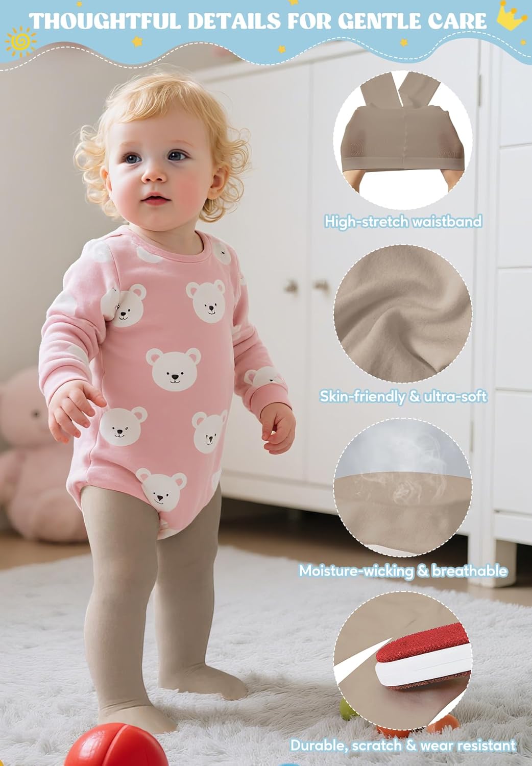 Ultra Soft Toddler Ballet Tights for Girls - Footed Dance Tights Colorful Baby Girls Leggings for Daily Party Halloween 1-6T