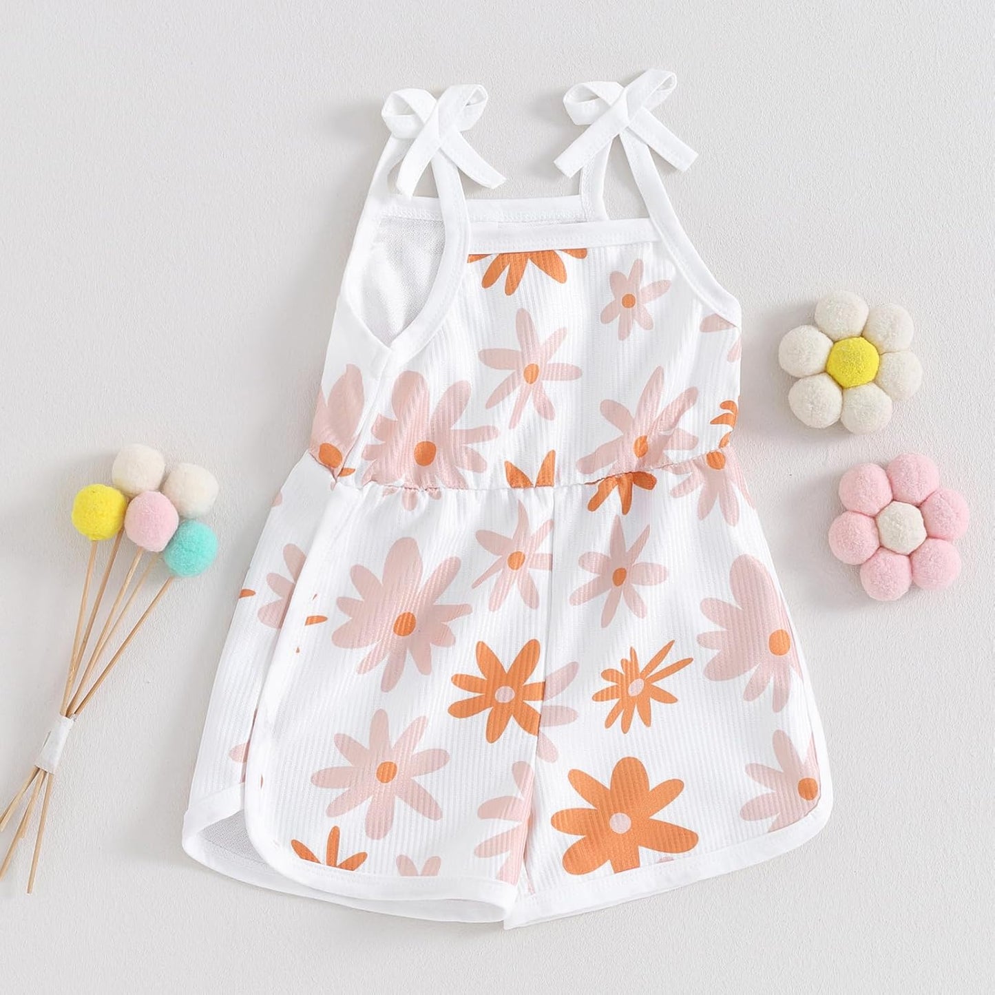 WZTYYDS Toddler Baby Girl Summer Clothes Floral Romper Tie-Up Strap Halter Jumpsuit Infant Summer Sling Playsuit 6M-3T