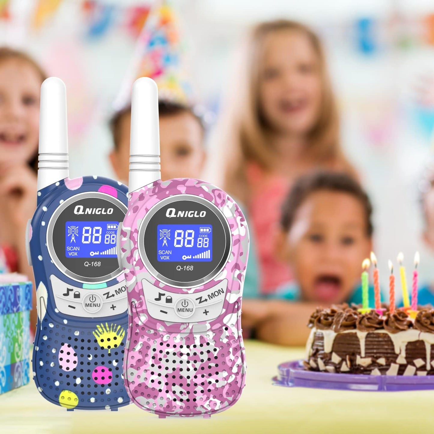 Qniglo Walkie Talkies for Kids - Rechargeable Kids Walkie Talkies with Clear Sound, Long Range - Perfect Birthday for 3-8 Year Old Boys Girls - Outdoor Adventures, Camping, Hiking