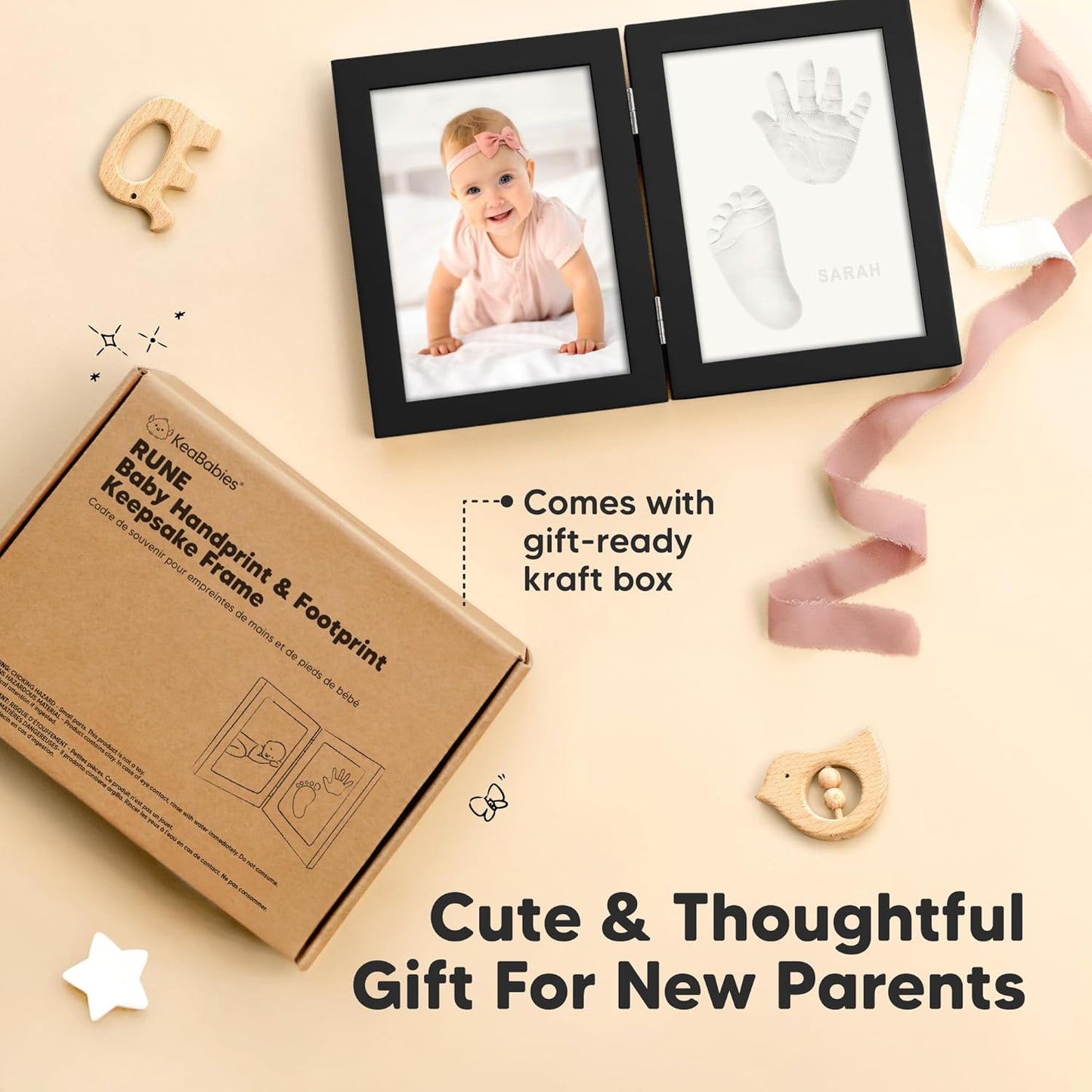 Baby Hand and Footprint Kit, Quick Dry Clay - Newborn Keepsake Feet and Handprint Kit, Nursery Picture Frame, Pet Dog Paw Prints,Personalized New Mom Gifts for Baby Showers & Registry(Onyx Black)