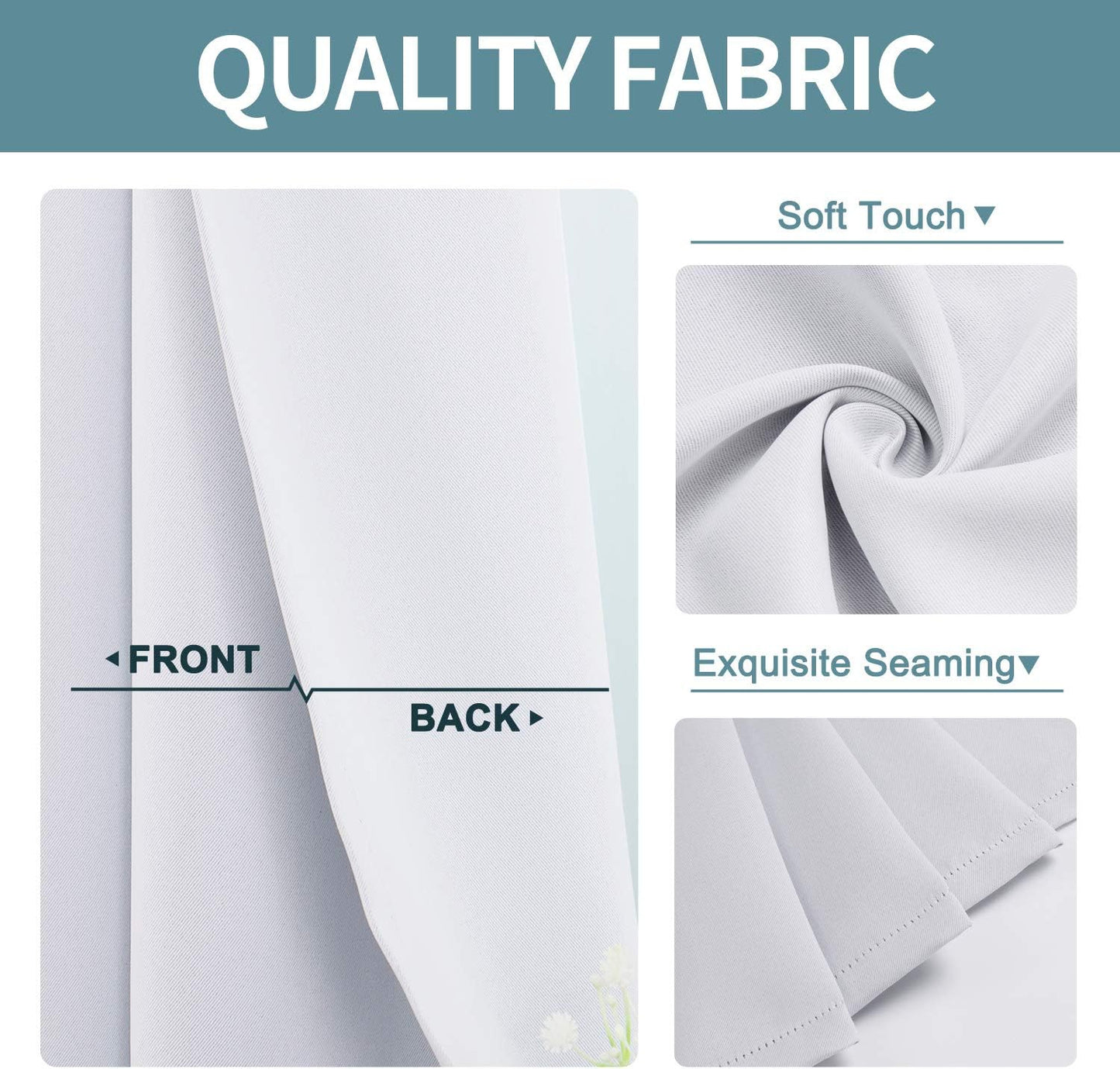 ChrisDowa Blackout Curtains 70 inches Wide for Bedroom - 2 Panels Set Extra Wide Grommet Thermal Insulated Room Darkening Curtains for Living Room (Greyish White, 70 x 63 Inch)