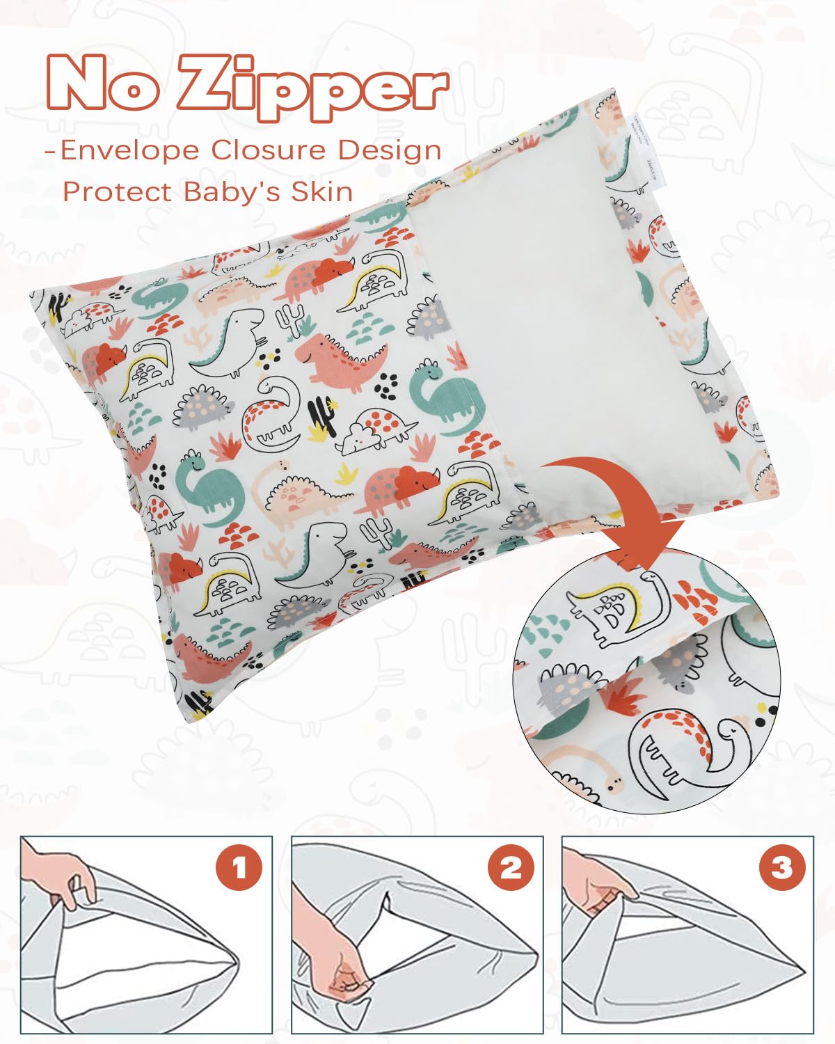 ALVABABY Toddler Pillowcases 2 Pack Organic Cotton Kids Pillow Cover Fit 13"x 18" or 12"x21" Envelope for Girl Boy Sleepy Travel