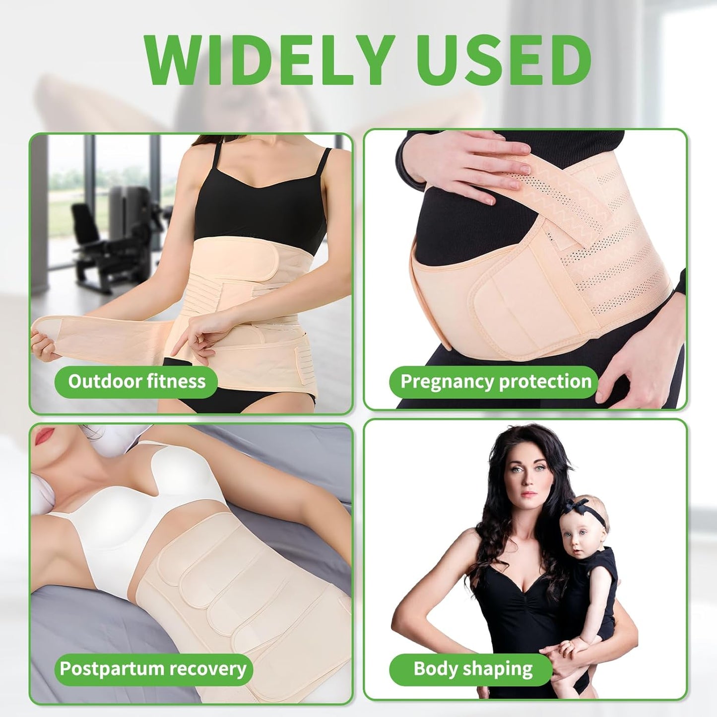 2 in 1 Postpartum Belly Band Wrap Beige, C-Section Support Belt XX-Large, Post Partum Support Recovery Waist/Pelvis Belt, Hysterectomy Belly Band Binder Girdle Stomach