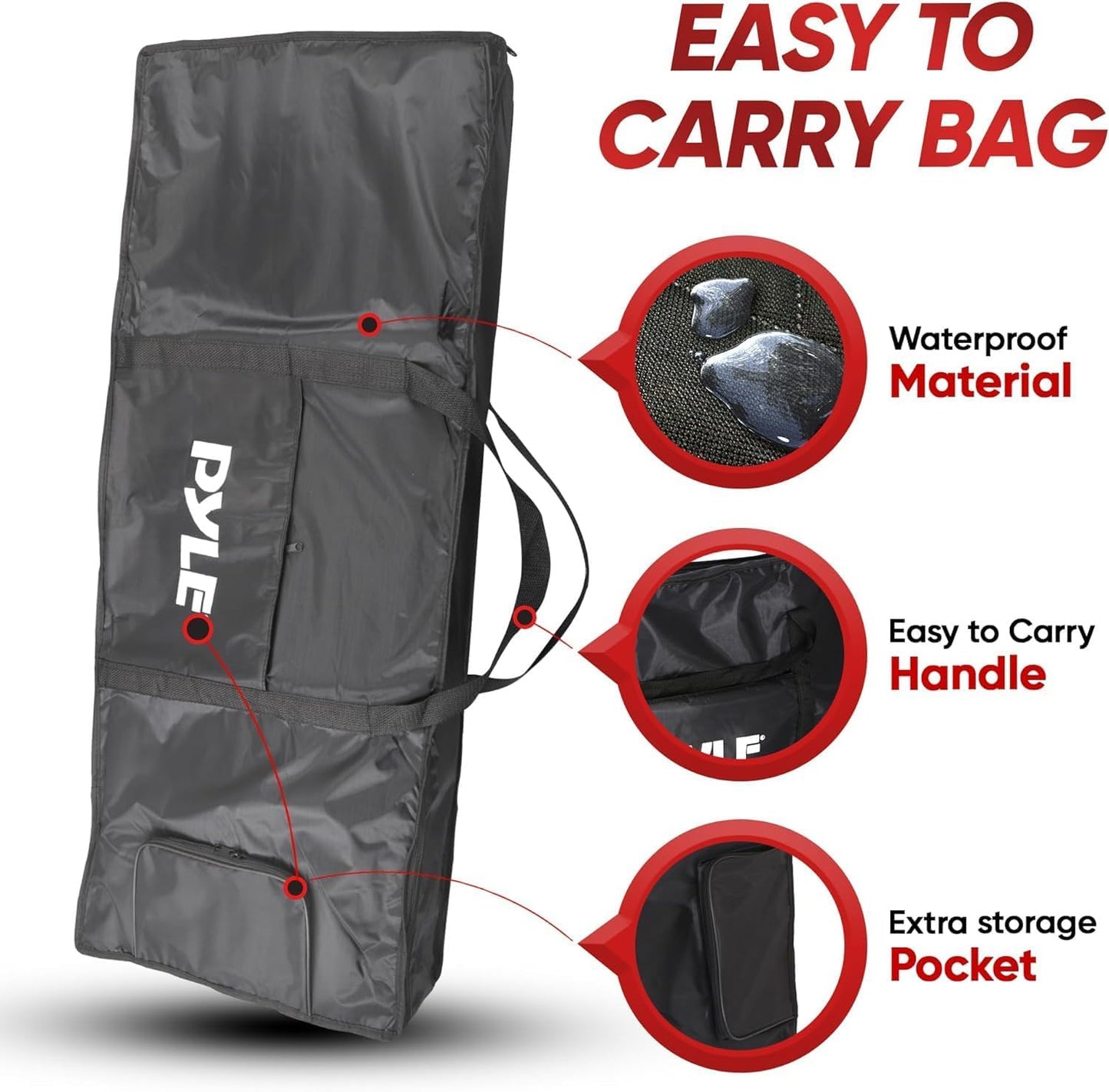 Pyle, Digital Musical Karaoke Portable Electronic Piano Includes Water-Resistant Case Bag, Keyboard Stand, Sustain Pedal & Headset (61 Keys), Compact (PKBRD6175P)