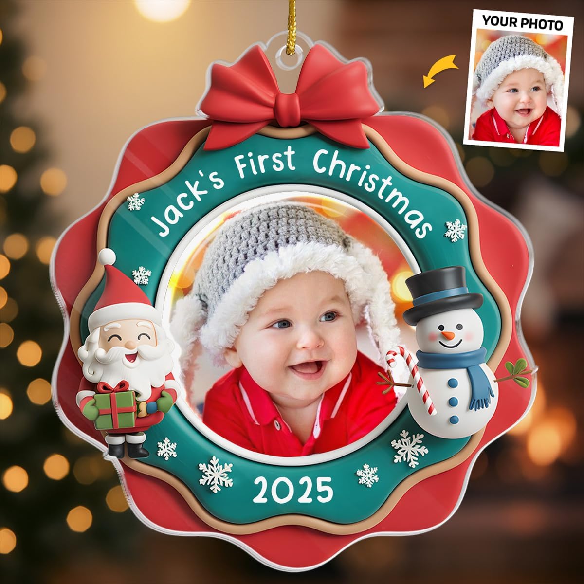 Pawfect House Custom Photo Acrylic Ornament, Personalized Christmas Baby Shower, Gender Reveal Gifts For New Moms, New Dads, New Parents, Christmas Tree Decorations For New Parents, House Warming Gift