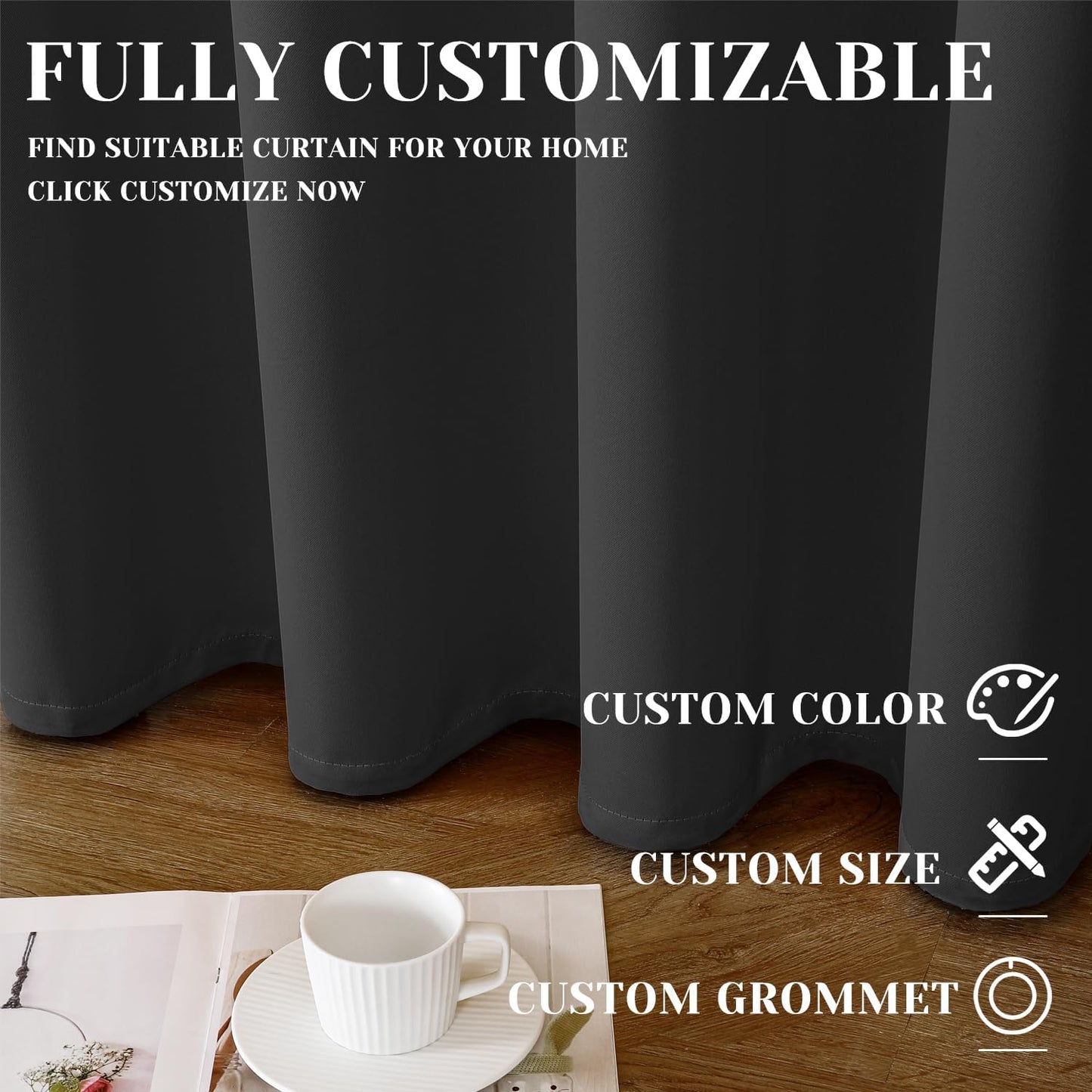 ChrisDowa Custom Blackout Curtain for Bedroom and Living Room. Thermal Insulated Room Darkening Curtain 1 Panel (Custom Size and Color)