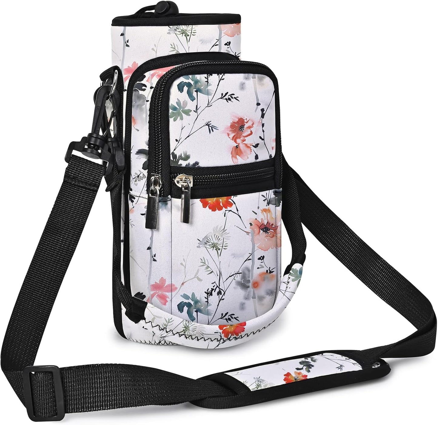 icolor Water Bottle Carrier Bag with Strap 25/32/40 oz Crossbody Bottle Holder with Phone Pocket Sling Sleeve Insulated Neoprene Water Bottle Pouch for Walking Travelling