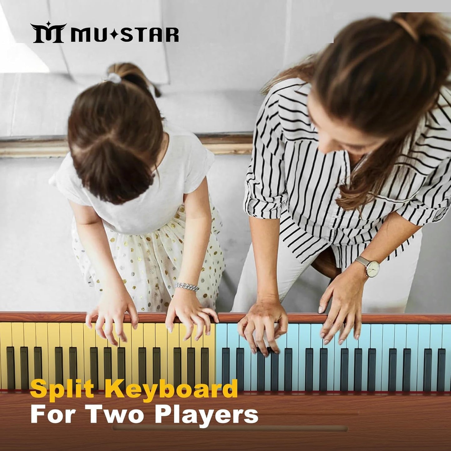MUSTAR 88 Key Piano Keyboard for Beginners, Semi Weighted Electric Piano Keyboard 88 Keys, Portable Digital Piano 88 Key Weighted with 3-Pedal Unit, Built-In Speakers, USB/MIDI Connecting (Brown)