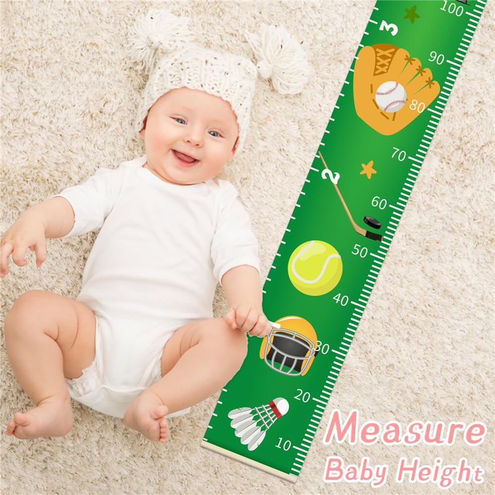 Halloween Baby Height Growth Chart - Canvas Height Chart for Kids Baby Child Toddler Boys Girls Growth Chart for Wall Room Nursery Decor Hangable and Removable Measuring Wall Ruler (B, Beige Wood)