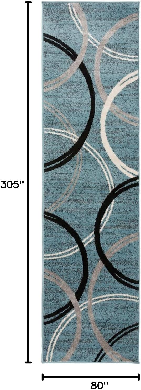 Rugshop Modern Wavy Circles Design Runner Rug 2'7" x 10' Blue