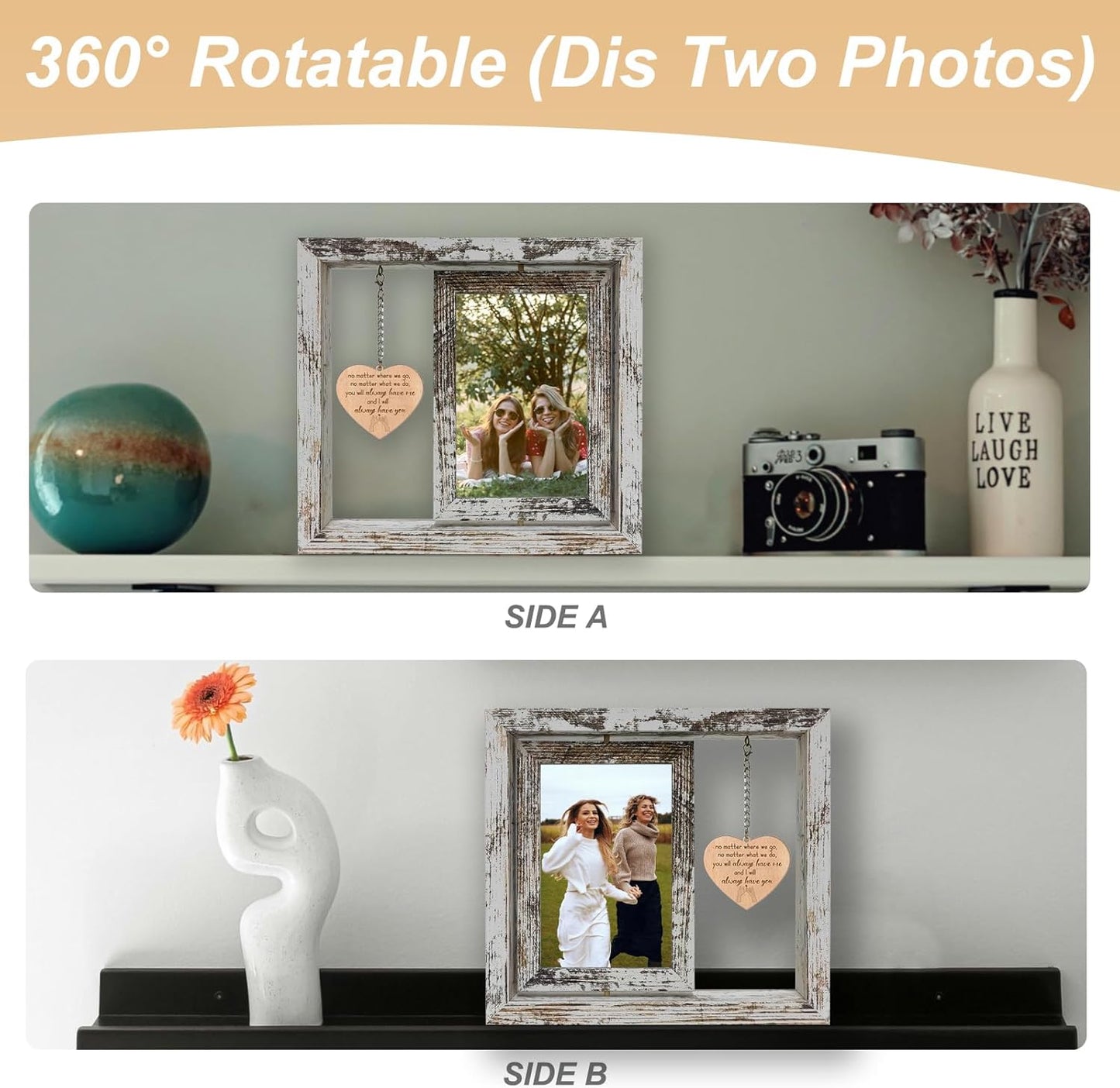 Friend Gifts for Women - No Matter Where We Go - No Matter What We Do - You Will Always Have Me and I Will Always Have You Wood Picture Frame Gifts for Friends Going Away Friendship (Dis Two 6x4 Inch)