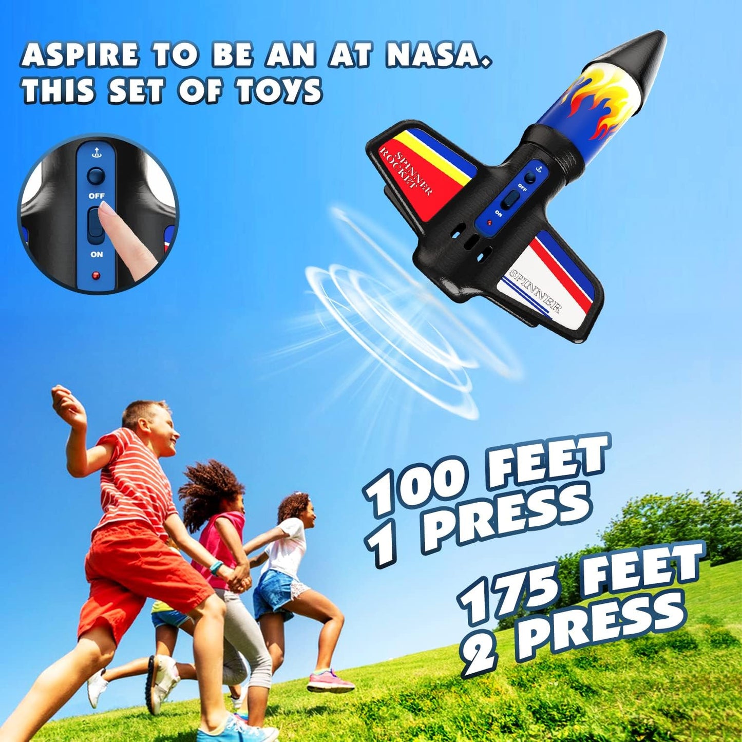 Flying Launcher for Kids - Electric Flying Toys with Parachute Recovery - Eco-Friendly Toy with Unlimited Re-Launch - Great Birthday Gift