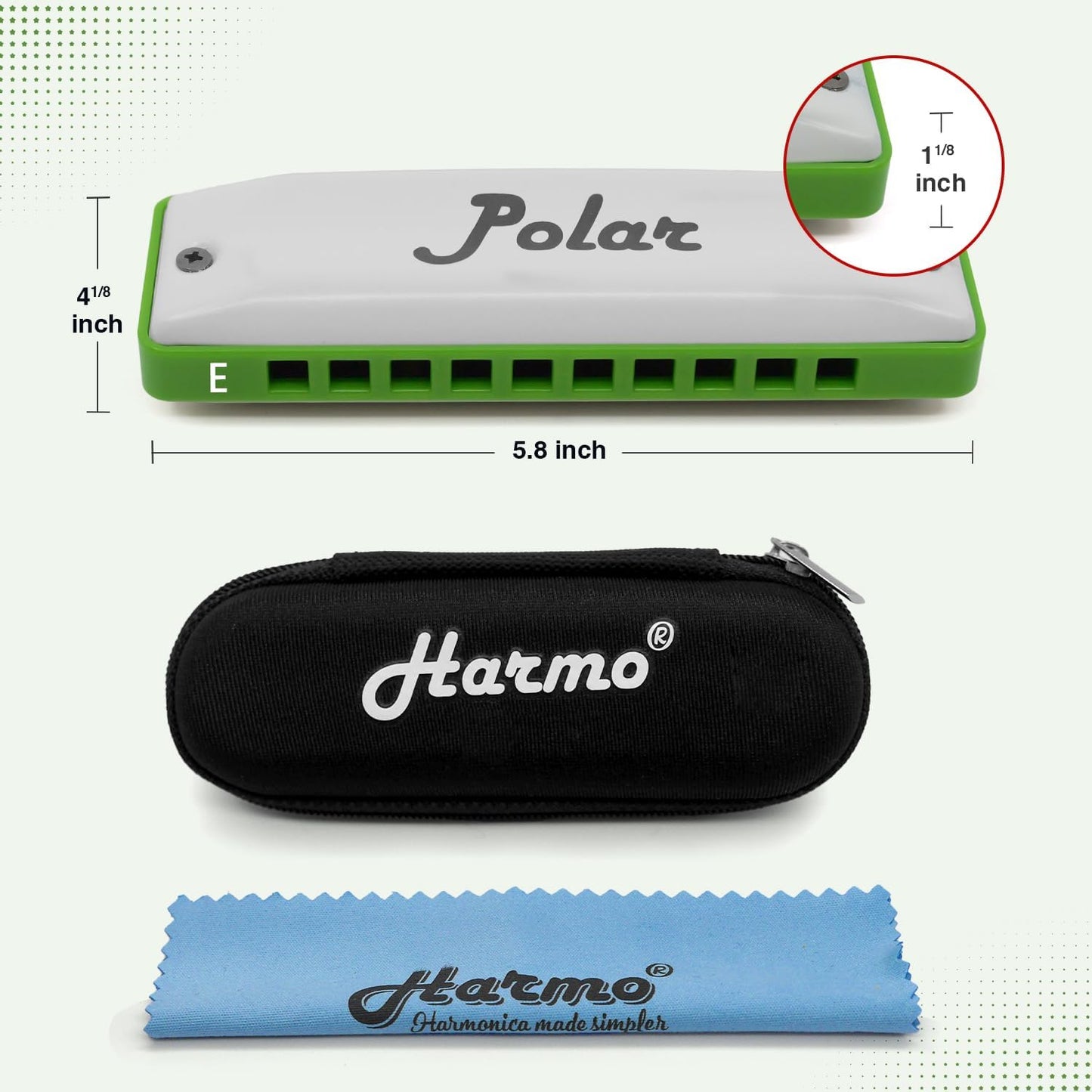 Polar Diatonic Melody Tuned Harmo Harmonica Key of E - Special Tuning for Easy Melodies in Cross Harp, 2 Octaves Without Bends, Loud & Responsive with Smooth Edges - USA-Checked