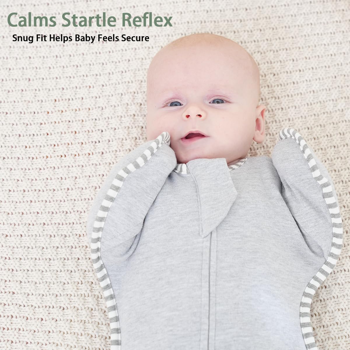 Baby Sleep Swaddles Arms up Swaddle 6-9 Months, Baby Transitional Swaddle Sack with 2-Way Zipper, 2-Pack Arms In/ Out 100% Cotton 0.8Tog Transition Swaddle Sleep Sack for Boy Girl (Large 20-27lbs)