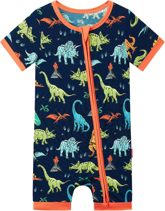 Baby Boys Bamboo Viscose Short Sleeve Romper Soft Comfy Infant Summer Jumpsuit