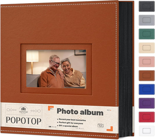 Popotop Photo Album 4x6 800 Pockets with Leather Hardcover Cover, Large Photo Album Binder Book with 80Pcs Pages for Family Travel Wedding Baby Gifts