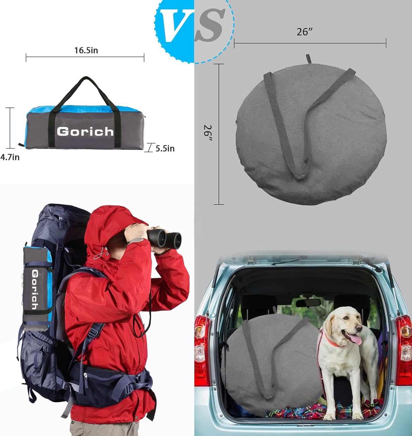 Gorich Beach Tent Sun Shelter for 3/4-5/6-7/8-10 Person with UPF 50＋ UV Protection, Lightweight & Easy Setup Beach Shade Canopy, Portable Beach Shade Tent Beach Cabana