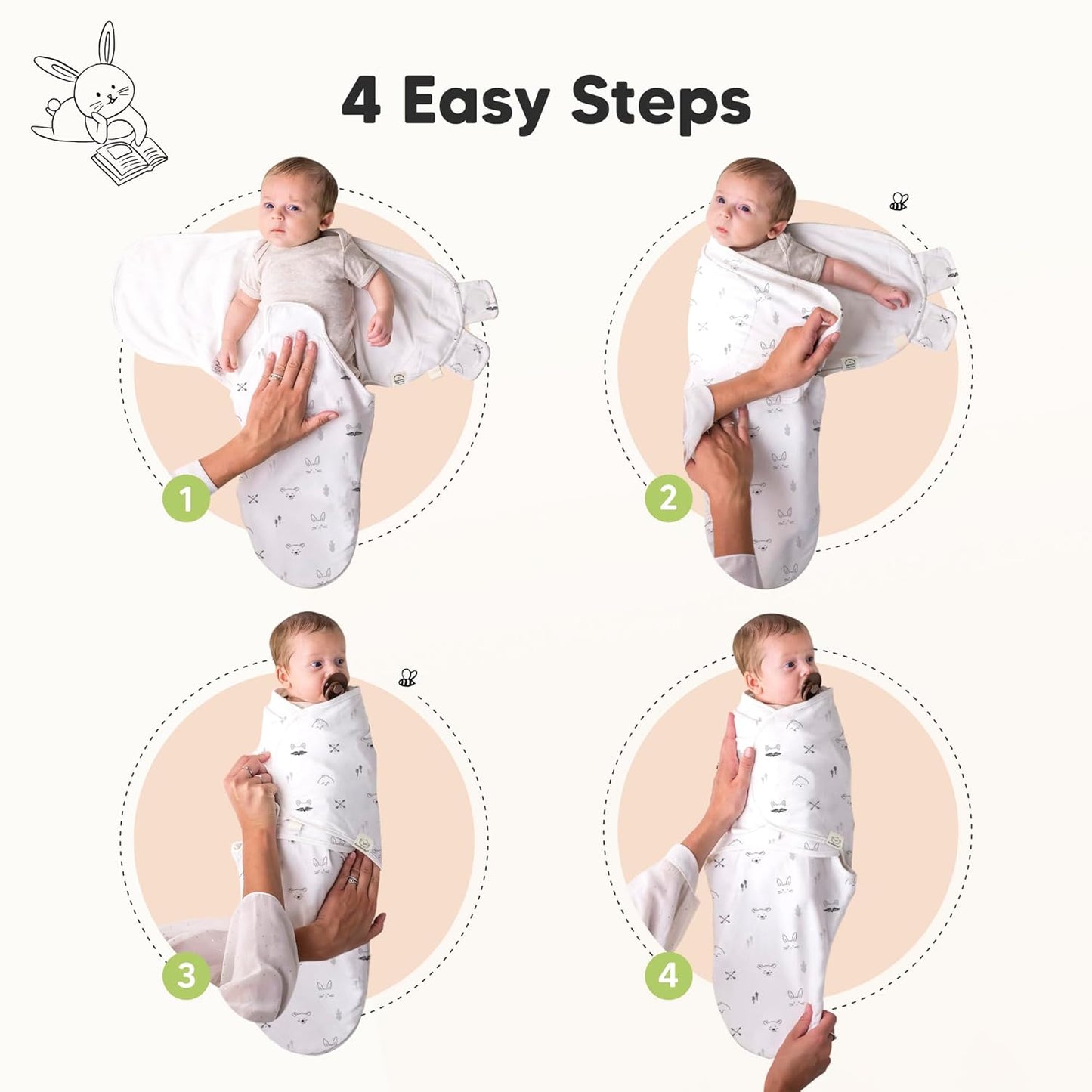 KeaBabies 3-Pack Organic Baby Swaddle Sleep Sacks - Swaddles for Newborns, Infant 0-3 Months, Baby Girls, Boys, Soft & Snug Newborn Sleep Sack, Nursery Swaddling Blankets (Nordic)