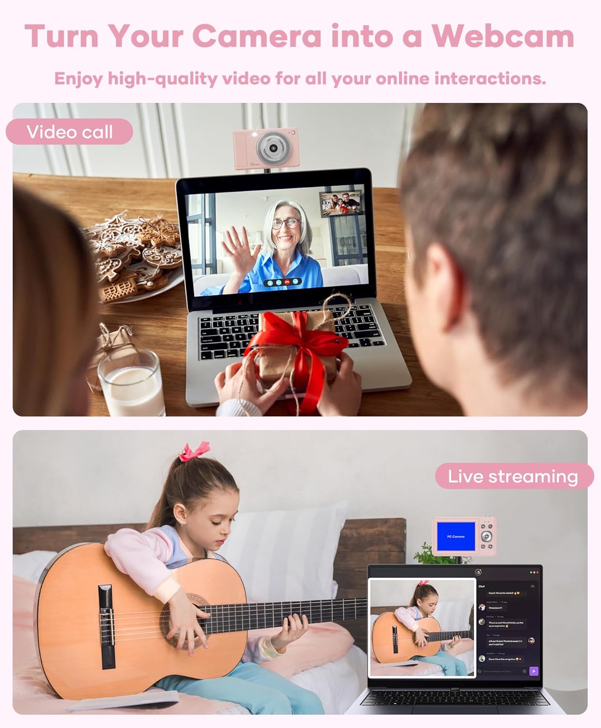 Digital Camera, 56MP FHD 1080P Point & Shoot Camera with 32GB SD Card, 2 Batteries, and Lanyard, Ideal for Kids & Teens, Suitable Gift for Girls