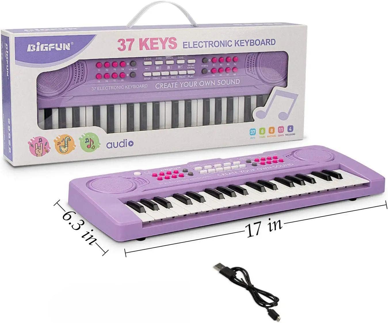 Kid Keyboard Piano - 37 Keys Toddler Keyboard Multifunction Music Educational Instrument Toy Electronic Piano for 3, 4, 5, 6, 7, 8 Girls and Boys (Purple)