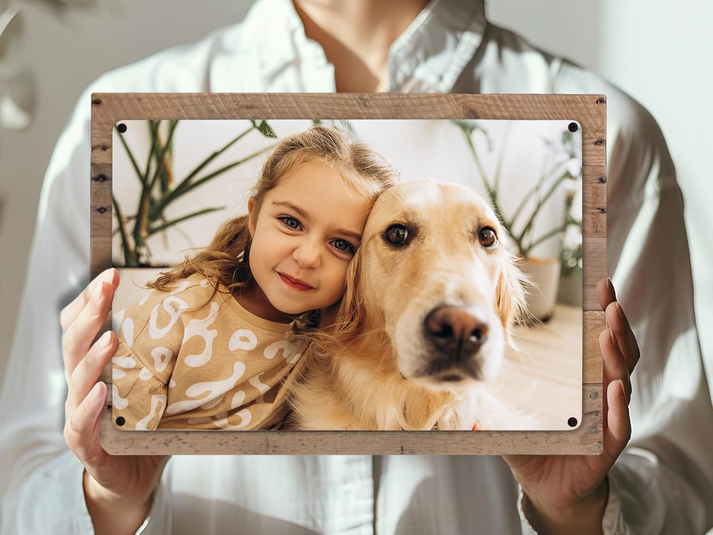 MUNDAZE Custom Portrait Metal Print on Reclaimed Wood Pallet Frame – Personalized Family Photo Gift – Glossy Aluminum Wall Art Keepsake – Made and Shipped in USA (14 x 10)