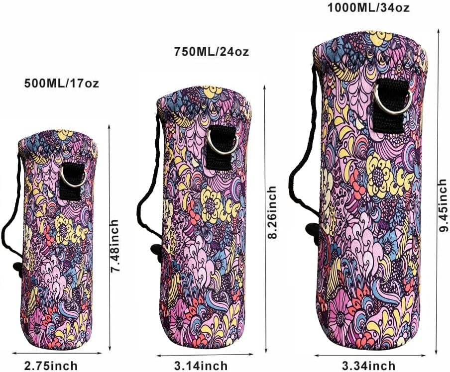Neoprene Water Bottle Carrier Bag with Adjustable Shoulder Strap for Men Women Walking Hiking,Portable Insulated Holder Case for Stainless Steel/Glass/Plastic Bottles
