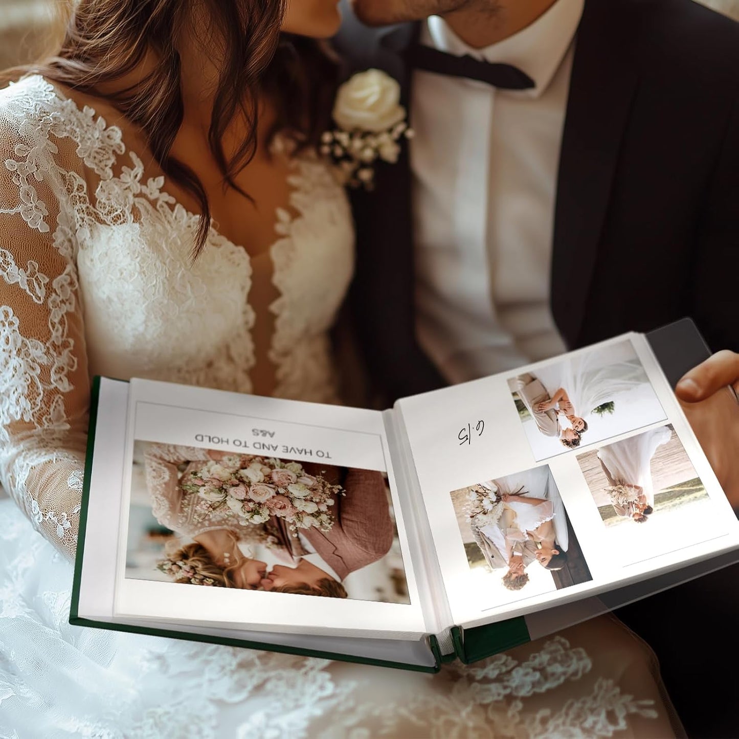 Vienrose Acrylic Cover Self Adhesive Photo Album for Small 4x6 5x7 8x10 Pictures Scrapbook Wedding Memory Book for Polariod Baby Bride Couples Kids School Family Travel 20 Sheets (40 Pages) Dark Green