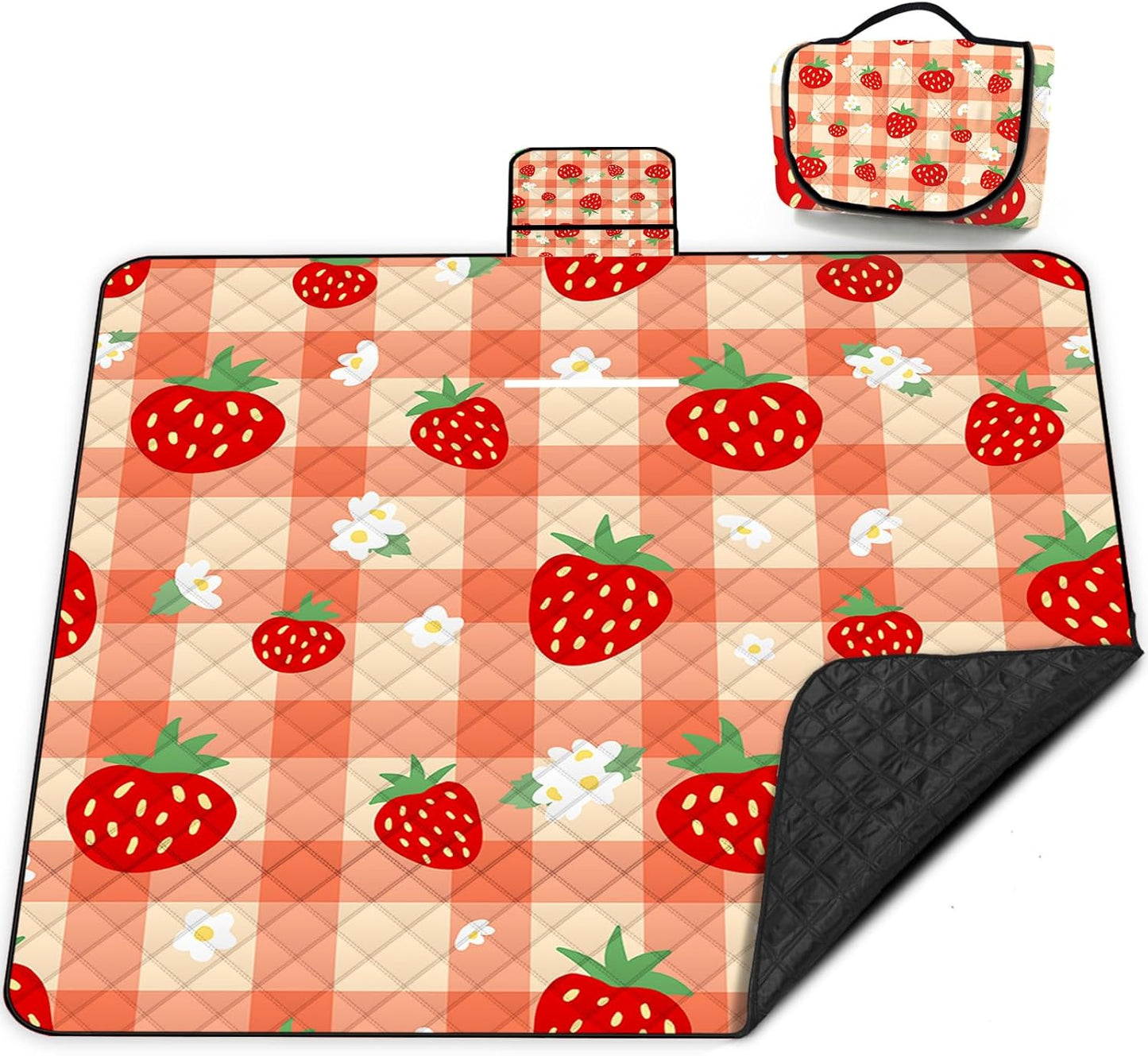 Extra Large Picnic Blanket Waterproof,80"x 80"Foldable Machine Washable Beach Blanket,Outdoor Blanket for 6-8 Adults,Suitable for Indoor Crawling,Park Beach,Camping,Hiking,Family Travel(Orange)