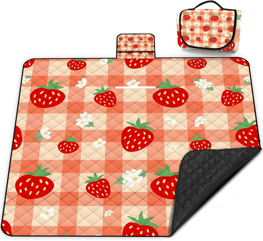 Extra Large Picnic Blanket Waterproof,80"x 80"Foldable Machine Washable Beach Blanket,Outdoor Blanket for 6-8 Adults,Suitable for Indoor Crawling,Park Beach,Camping,Hiking,Family Travel(Orange)