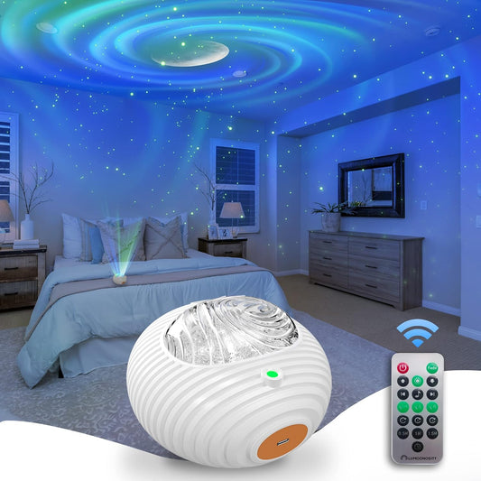 Lumoonosity Aurora Light Projector - Northern Lights Projector with 13 Colors, Aurora, Milky Way 2in1 Effect with Relaxing White Noises- Aurora Borealis Light Projector for Bedroom, Teens Room Decor