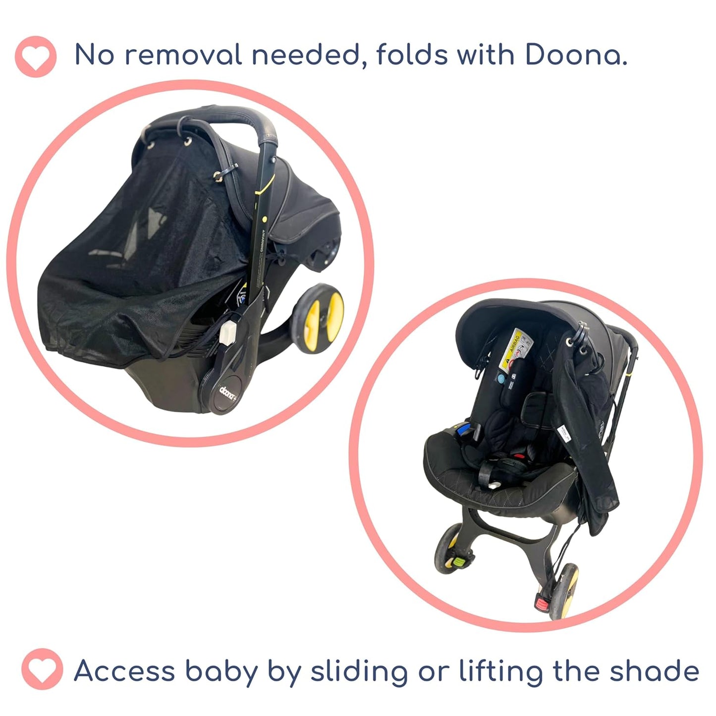 Stroller Sun Shade - Universal UV Protection Cover for Strollers Sunshade with See Through, Clip-On Sun Blocker, Sun Shield for Baby, Breathable Adjustable Fit, Full Coverage, M Black