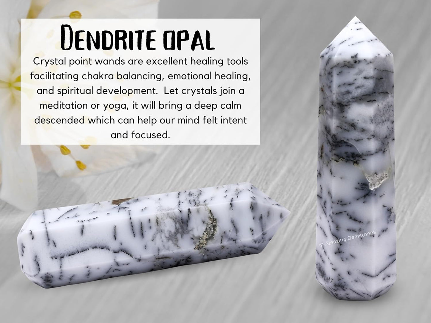 Large Dendrite Opal Crystal Towers ~ Natural Healing Crystal Point Obelisk for Reiki Healing and Crystal Grid (5.5" to 6" INCH)