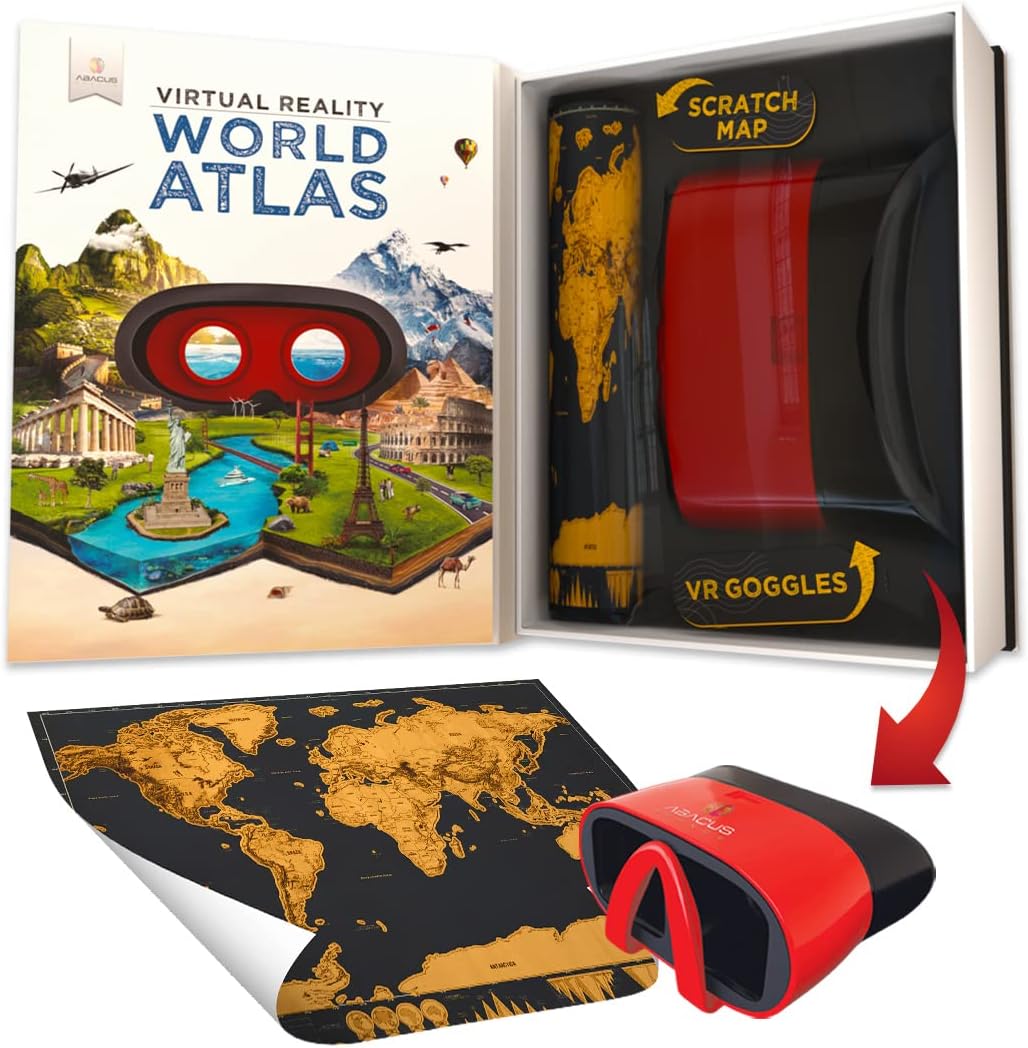 Virtual Reality World Atlas Gift Box - Illustrated Interactive VR Atlas and STEM Learning Activity Set - for Ages 8 and Up