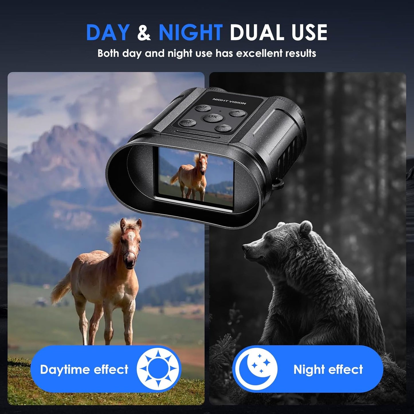 Night Vision Goggles,Compact Night Vision Binoculars,32GB Card Included, Photo/Video Capture,Outdoor tools for Education, Wildlife Watching,Gifts for Boy, Gifts for Men, Gifts for Father (Pearl Black)