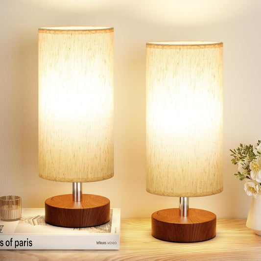 Small Table Lamp for Bedroom Set of 2 - Bedside Lamps for Night Stands, Minimalist Nightstand Light Lamp, Desk Lamps for Reading Room, Kids Room, Living Room, Office, Dorm