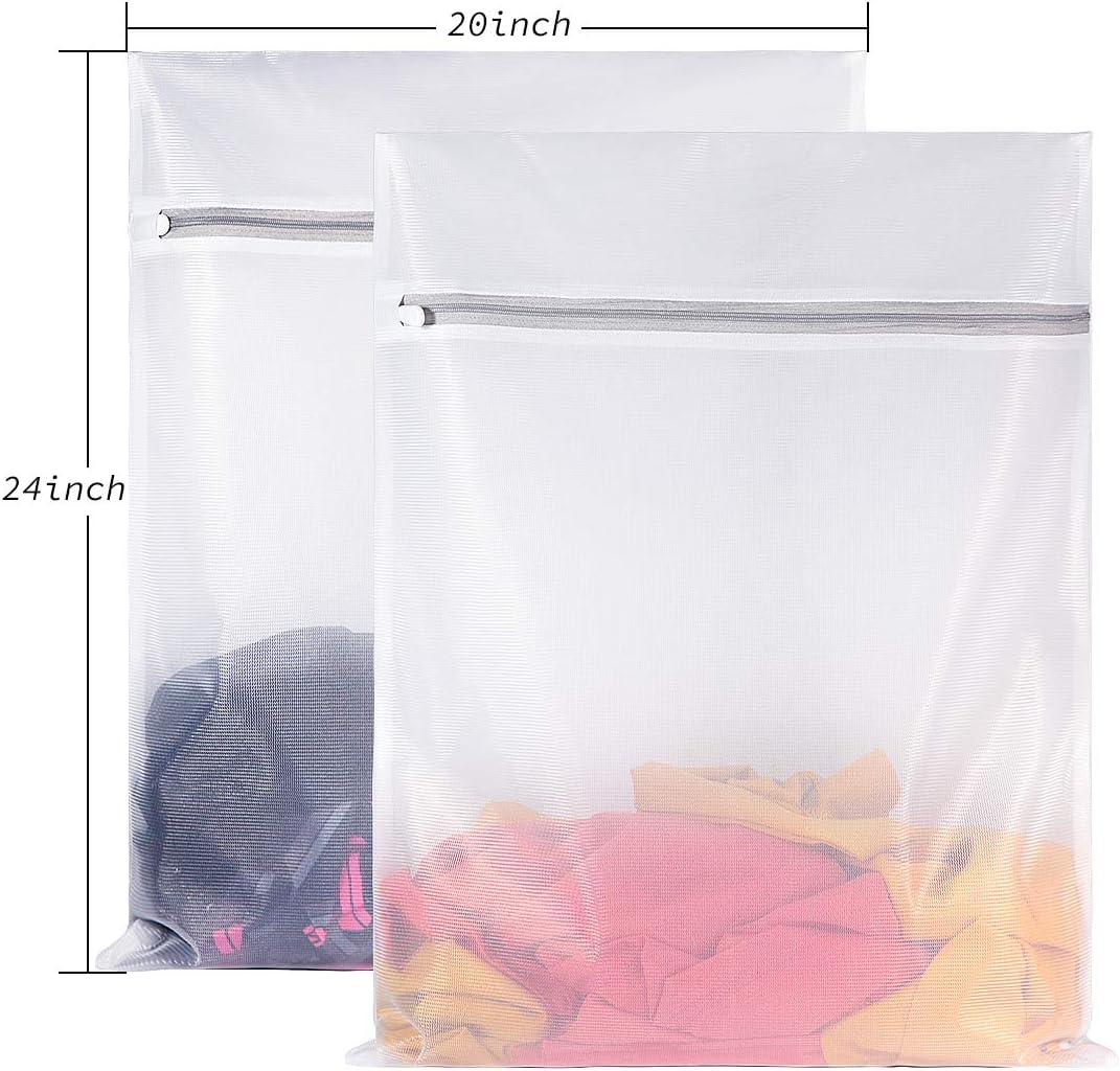 Mesh Wash Bag for Washing Machine-Supper Zipper Net Laundry Bag for Travel,Lingerie,Sweater,Garment,Undergarment,Pack of 2 (20 Inch X 24 Inch)