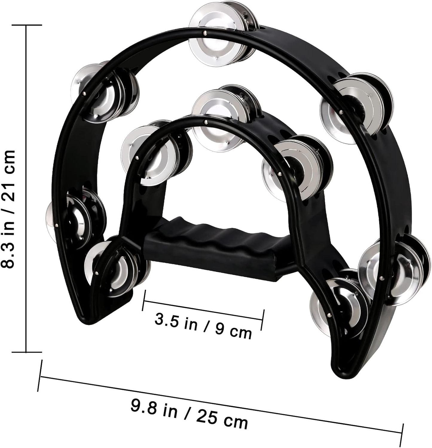EastRock Double Row Tambourines,Metal Jingles Hand Held Percussion-Half Moon Tambourine for Kids, Adults, KTV, Party