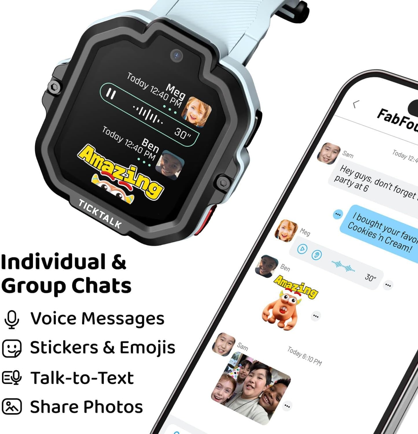 TickTalk 5 - Kids Smart Watch with GPS Tracker, Video Calling, SOS, & Parental Controls | Smartwatch with Free Music, Texting, Kid Phone Call and Text, Boys & Girls - 4G Smart Watch for Kids 3-12
