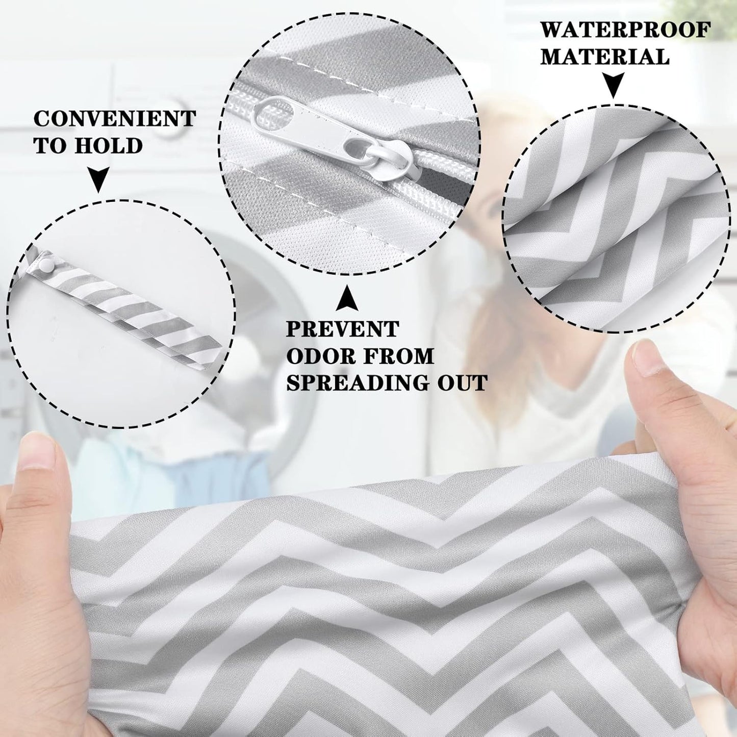 Shappy 2 Pcs Large Travel Laundry Bag Washable Waterproof Wet Dry Large Dirty Clothes Bag Bathing Workout(Stripe Style)